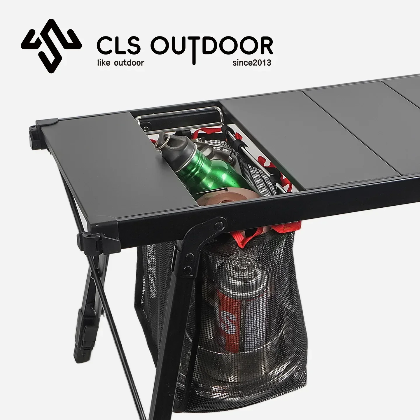 New IGT Camping Folding Table with Storage Net Basket Picnic Tableware Drain Basket Aluminum Plate Table Hanging Storage Grid
