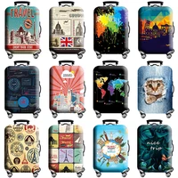 Funda protectora gruesa elástica para equipaje con mapa del mundo, traje con cremallera para bolsa de 18-32 pulgadas, fundas para maleta, cubierta para carrito, accesorios de viaje