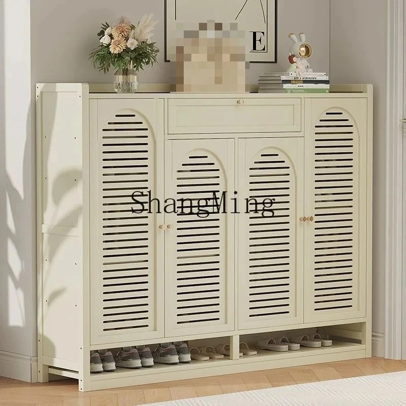 FG Exquisite Premium Cream style Household Entrance Shoe Rack Entrance White Simple New Indoor Good-Looking Multi-layer Bamboo
