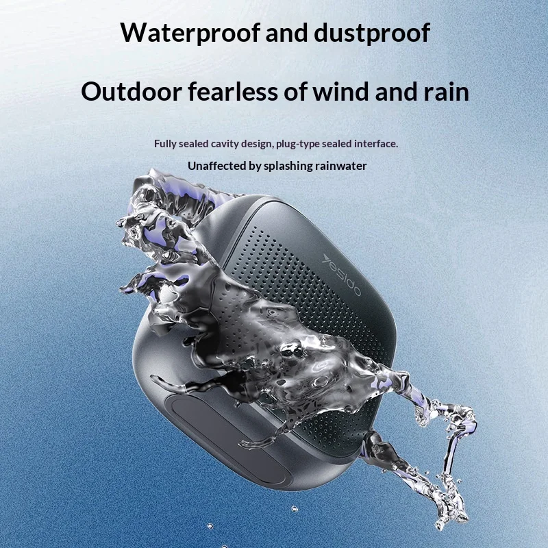 Yesido سماعة لاسلكية تعمل بالبلوتوث المتكلم مضخم صوت صغير ثلاثية الأبعاد صوت ستيريو في الهواء الطلق الغبار مكبر صوت بخاصية البلوتوث محمول #3