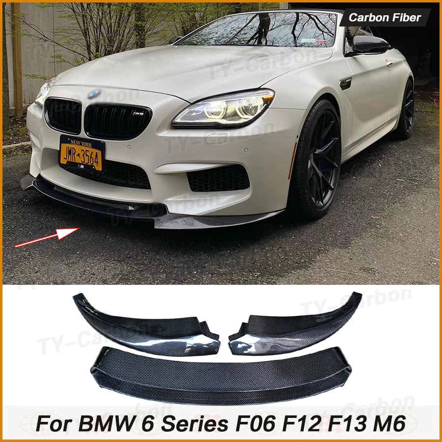 

Real Carbon Fiber Car Front Lip Guard 3PCS for BMW 6 Series F06 F12 F13 M6 2014 - 2017 FRP Head Bumper Lip Chin Kits Bodykit