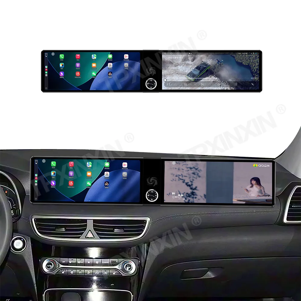 

24.6" Android Auto Carplay For Hyundai Tucson 2016-2019 Car Radio Dual Screen GPS Navigation Passenger Stereo Multimedia Player