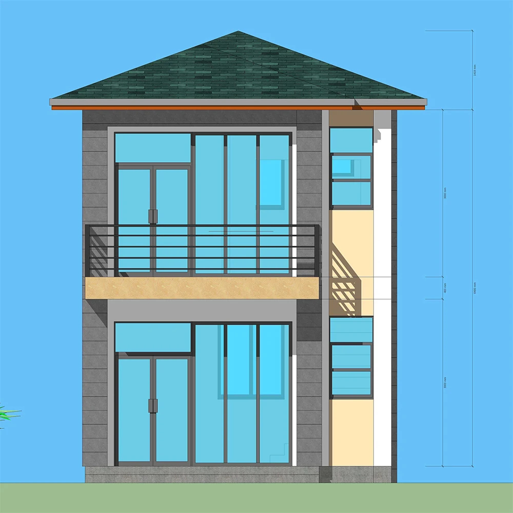 Affordable Quick to Build 2 Story 2 Bedroom Prefabricated House for Social Housing Project