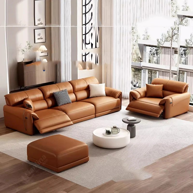 

Leather Couch Living Room Sofas Lazy Recliner Minimalist Modern Accent Sofas Designer Relaxing Filling Divano Home Furniture