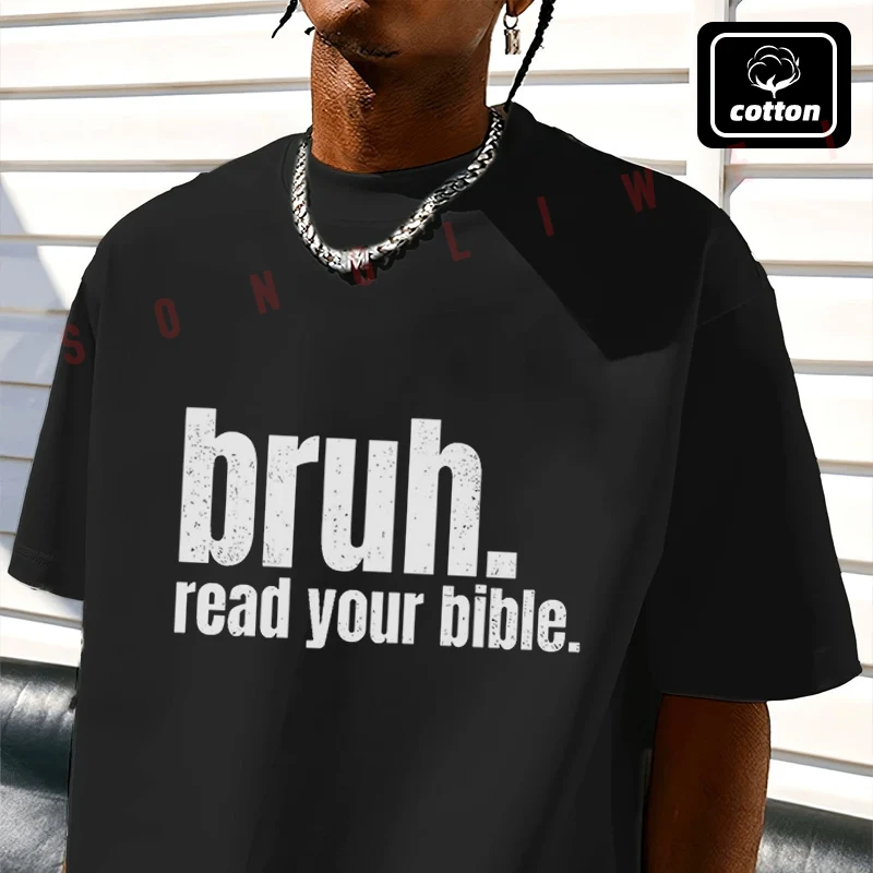 

2026 Shirt Cotton Casual Ruh Read Your Bible Design Motorcycle T-shirts Mens Summer Cycling Sportswear Top Tee