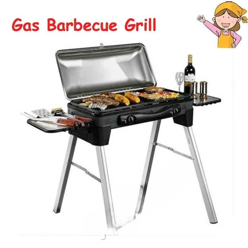 

Gas Barbecue Grill Stainless Steel Outdoor Portable BBQ Grill Courtyard Liquefied Gas Multi-function Grill Box