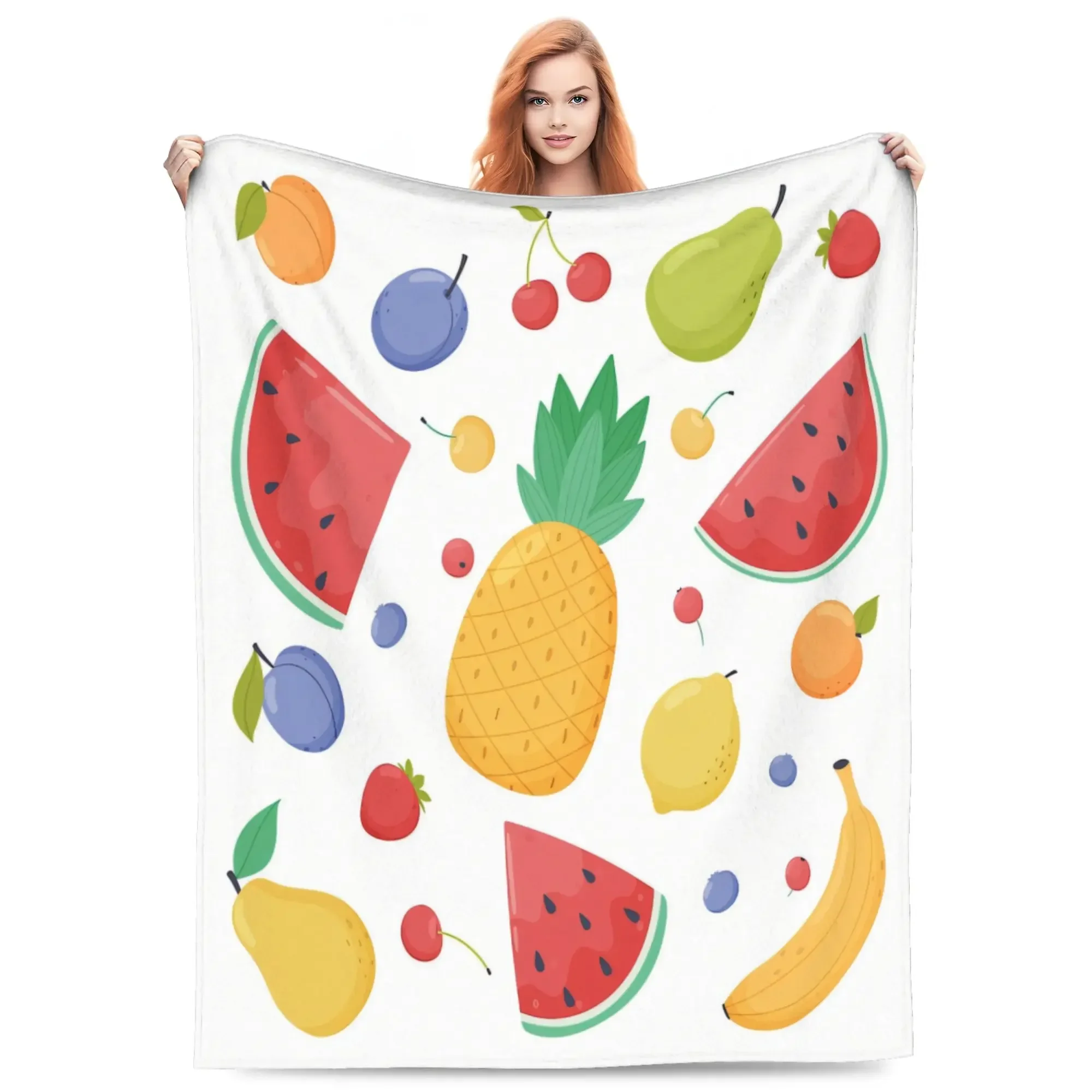 بطانية فواكه من الفلانيل بطانية الربيع والخريف للتخييم والسفر وبطانية سرير أريكة المكتب #6