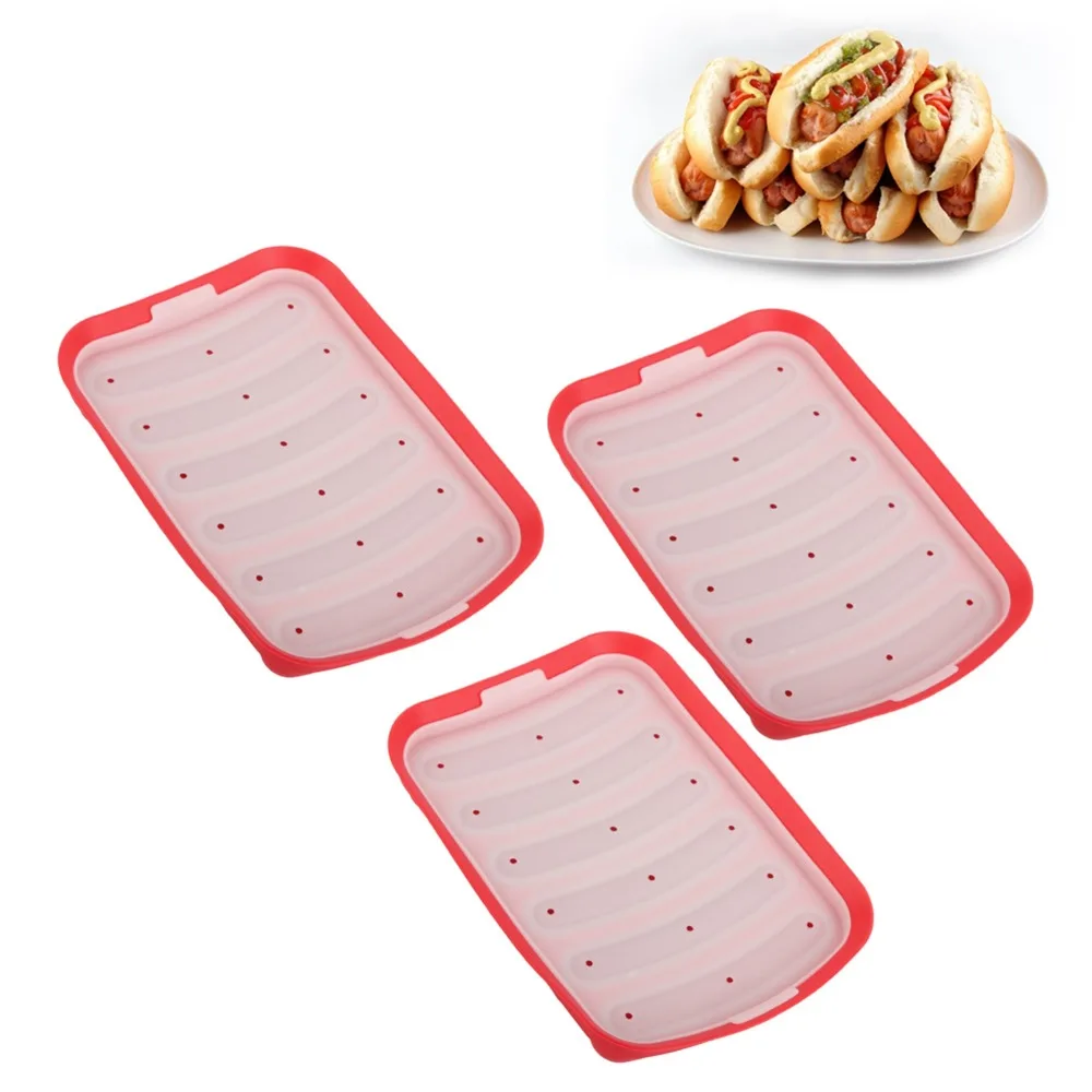 3pcs Food Grade Silicone Silicone Sausage Mold 6 Cavity With Vented Lid Hot Dog Mold Dishwasher Safe Heat Resistant