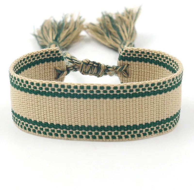 Smooth hand-woven bracelet can be embroidered LOGO pattern tassel hand rope wristbands can be customised to the sample