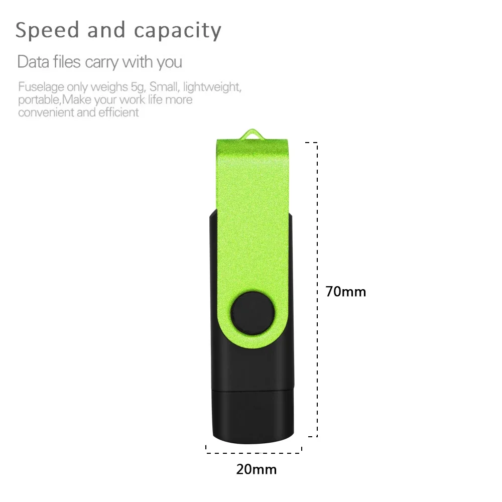 محرك أقراص فلاش USB من النوع C للهاتف المحمول ، عصا ذاكرة قابلة للدوران ، محرك أقراص قلم أخضر ، سعة حقيقية ، أزرق ، 32 جيجابايت ، 64 جيجابايت ، 2 في 1 #6
