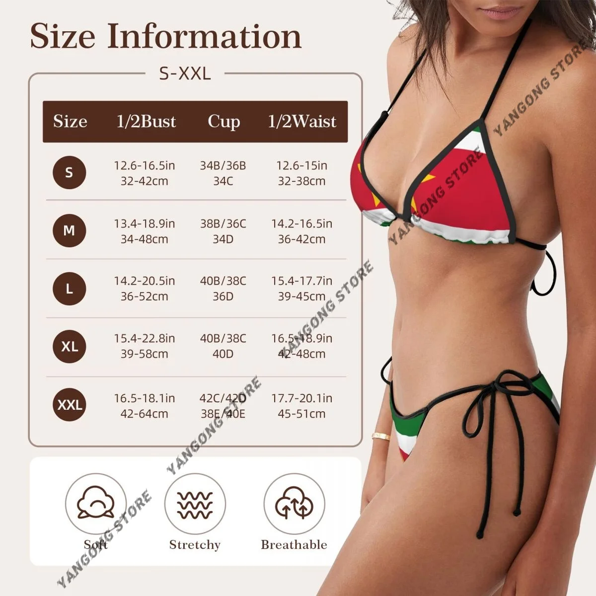 Woman Swimwear Thong Bikini Set Sexy Swimsuits Flag Of Suriname Bathing Suits Triangle Bandage Female Beachwear