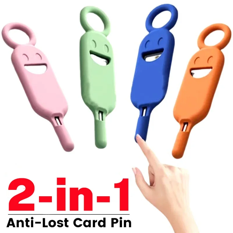 2 w 1 Anti-Lost Card Pin dla iPhone 15 14 13 Max/Xiaomi/Samsung Uniwersalna taca do usuwania kart SIM do otwierania narzędzia do wysuwania kart SIM