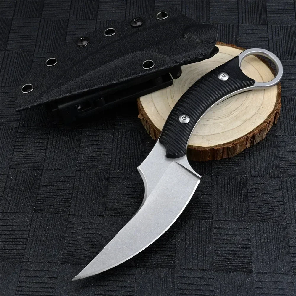 New D2 stainless steel camping tactical straight knife, outdoor mountaineering adventure knife, edc portable multi-purpose knife