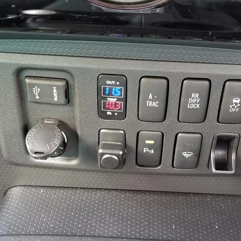 For Toyota Corolla Reiz Prado Prius Sienna Hiace Coaster Digital Inside Outside Dual Temp Sensor Car Temperature Display