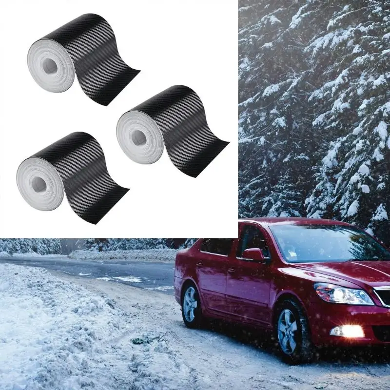 Carbon Fiber Look Car Trim Sticker Roll for Scratch Cover, Black Body Accent Decal for Vehicle and Motorcycle Exteriors X37F