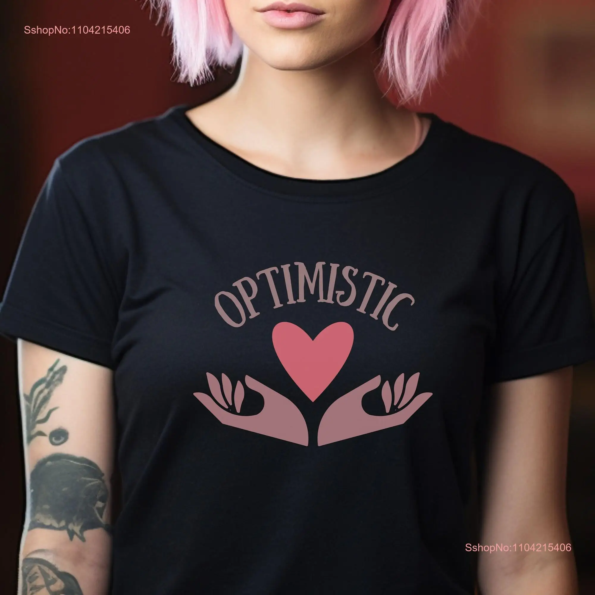 Optimistic Minimalist T Shirt Optimism Heart and Hands Hopeful for Optimist Bella Canvas long or short sleeves