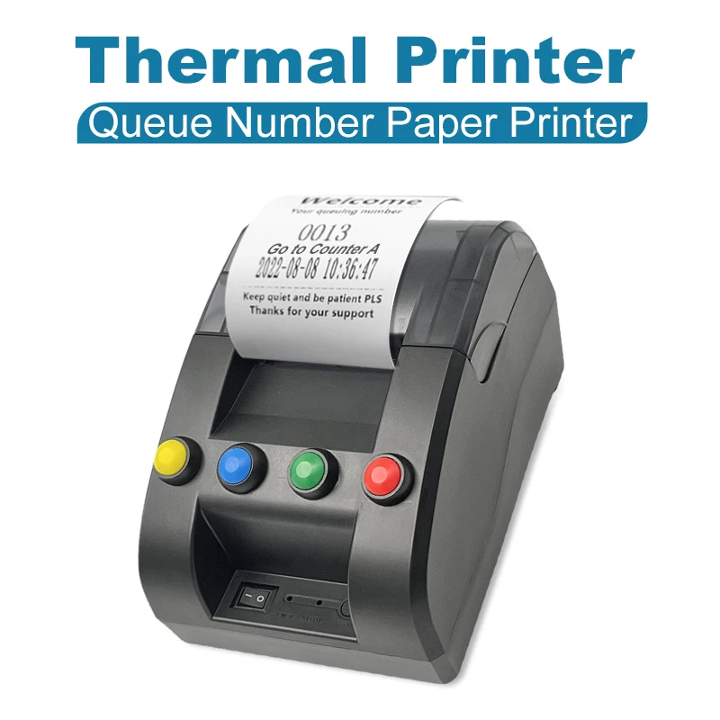 Ticket Dispenser Thermal Printer Paper Roll For Wireless Queue Call Management System Support Change Ticket Text Logo Language