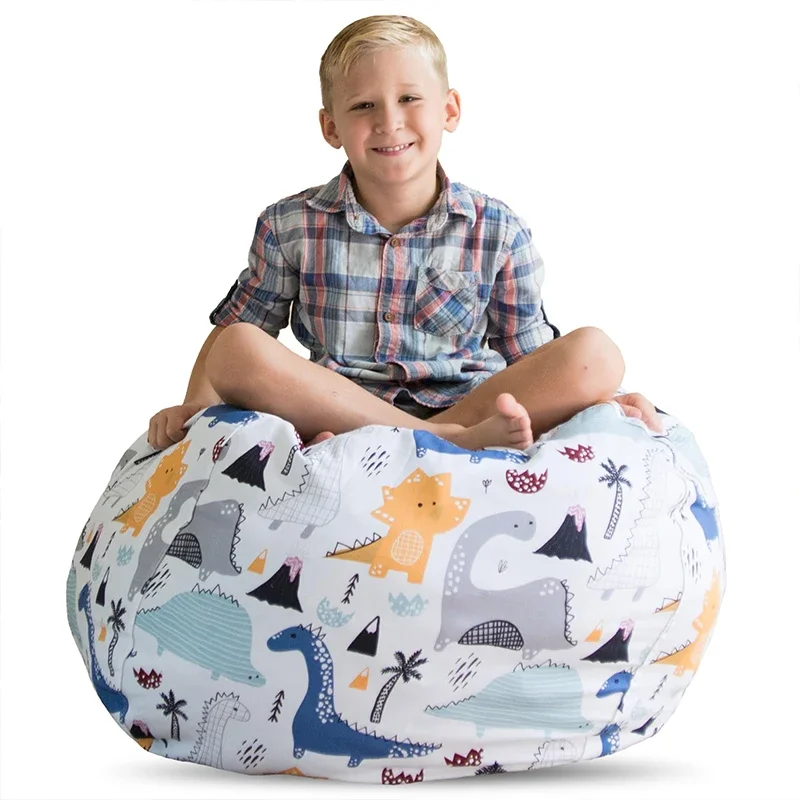 23 pollici stampato per bambini peluche Storage Beanbag Set comodo divano pigro Beanbag Storage sedia imbottita cerniera giocattolo per bambini