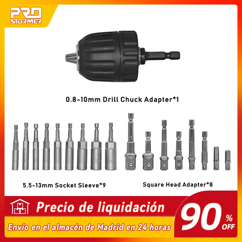 PROSTORMER Screwdriver Adapter Drill-Chuck Wrench Socket 1/4'' Shank to 3/8'' Hex Shank Drill Quick Change Screwdriver Converter