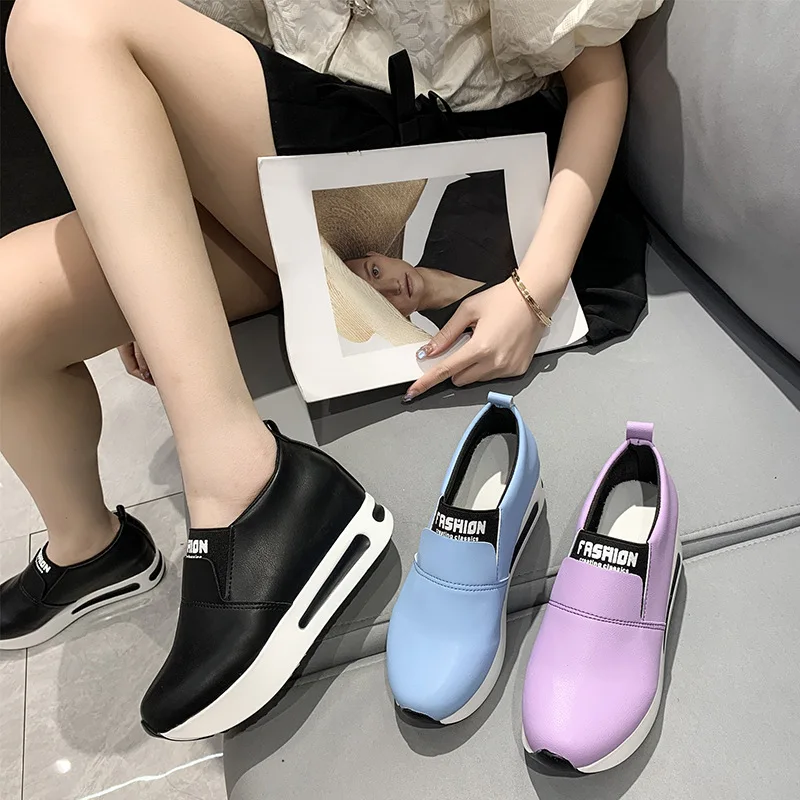 Slip on Women Shoes High Heel Lady Casual Women Sneakers Leisure Platform Wedge Shoes Height Increasing Shoes Zapatos De Mujer