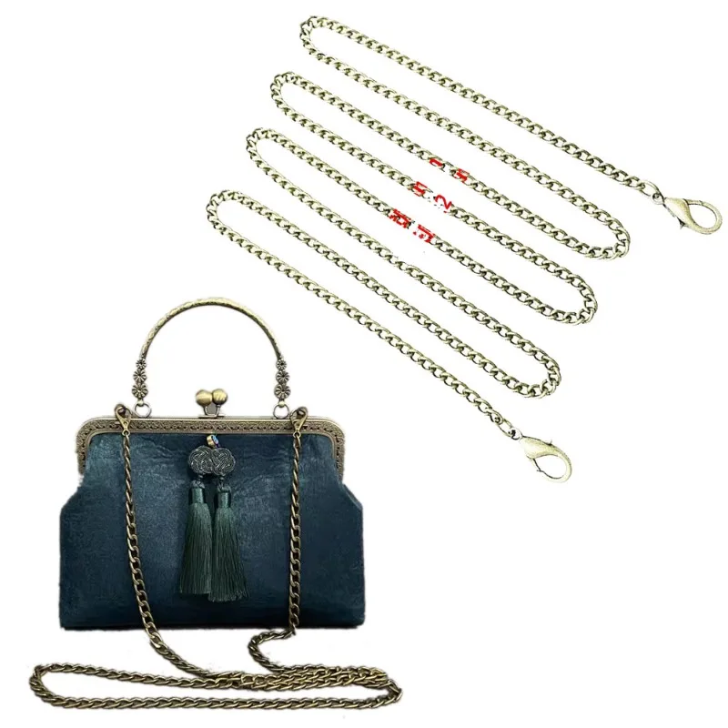 

10 шт. металлических цепочек для сумок 40-120 см, ремешки для сумок через плечо, цепочки для сумок DIY, золотые, серебряные, бронзовые, черные ручки-цепочки, аксессуары для сумок