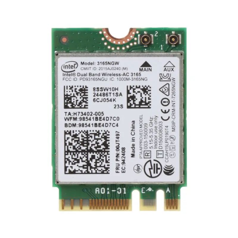 for Intel Wireless-AC 3165 3165NGW Dual Band Wi-Fi BT  NGFF for M.2 WiFi Card