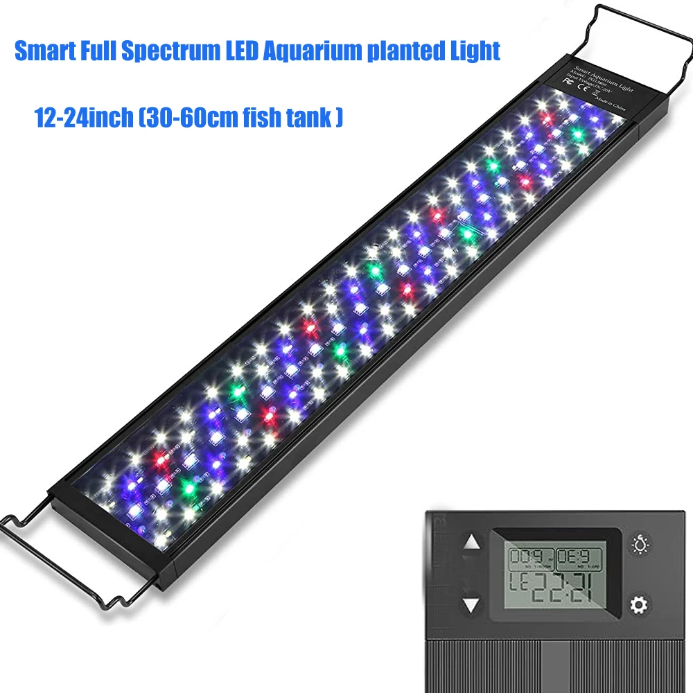 

Programma 8-цветный автоматический вкл. выкл. Супер яркий умный полный спектр растений аквариумный светильник алюминиевый радиатор выдвижной кронштейн