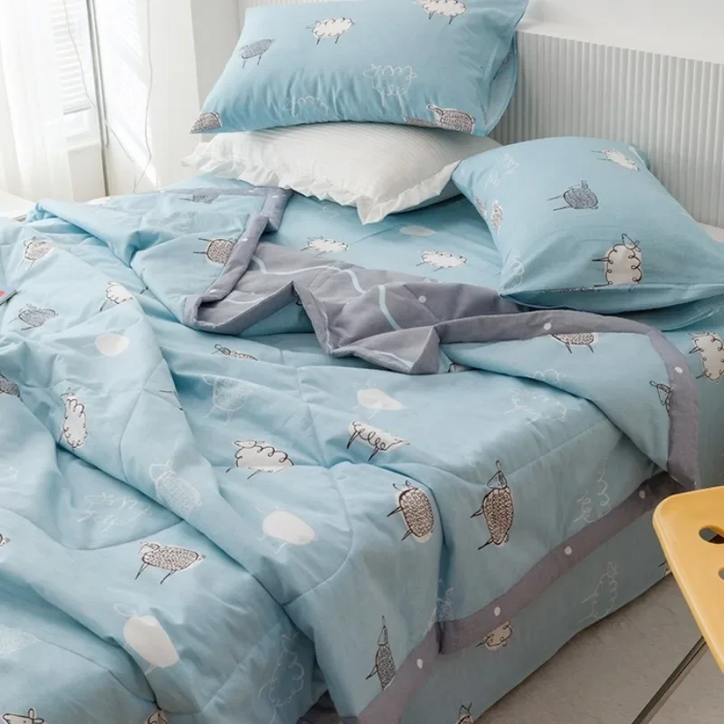 

Cotton summer quilt air conditioner Xia Liang quilt pure cotton bed sheet4-piece set dormitory single summer thin quilt washable