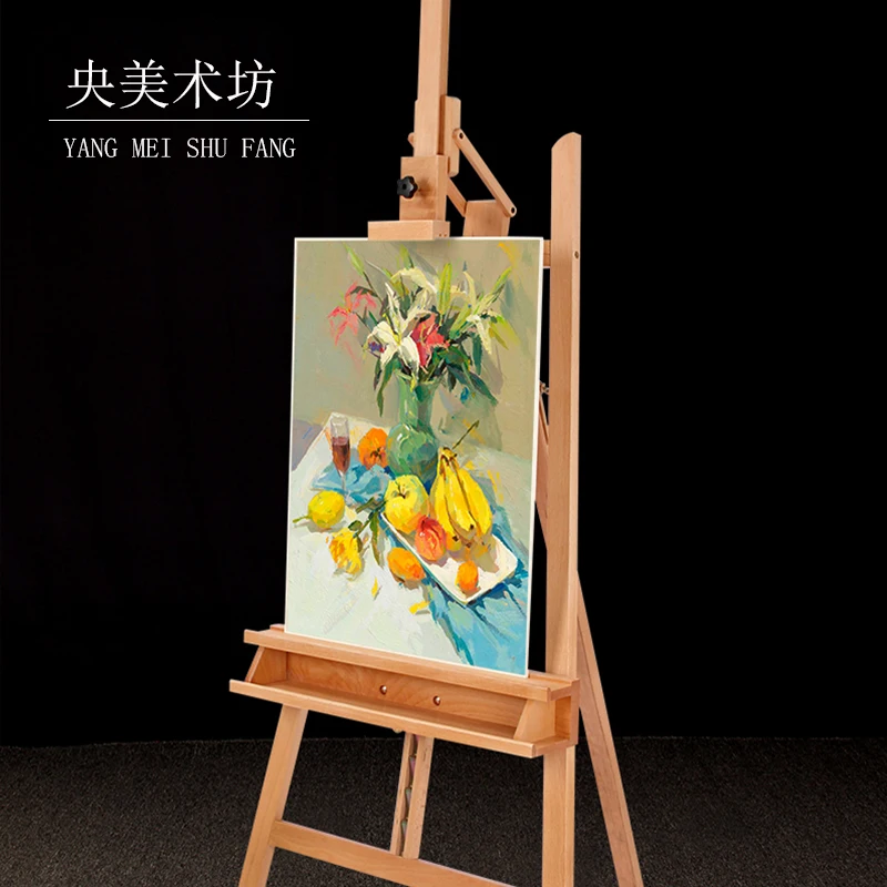 رف رسم زيتي مائل للأمام من خشب الزان 4K قابل للرفع وقابل للطي على شكل لوحة رسم مثلثة رف عرض الغواش #5