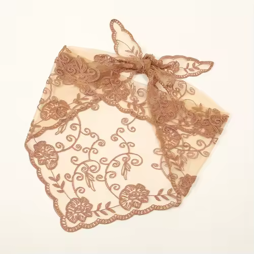 Elegant Lace Scarf Hollow Out Embroidery Foulard Bandana Solid Color Triangular Scarf Thin Vintage HandkerChiefs for Hair Woman - Image 16