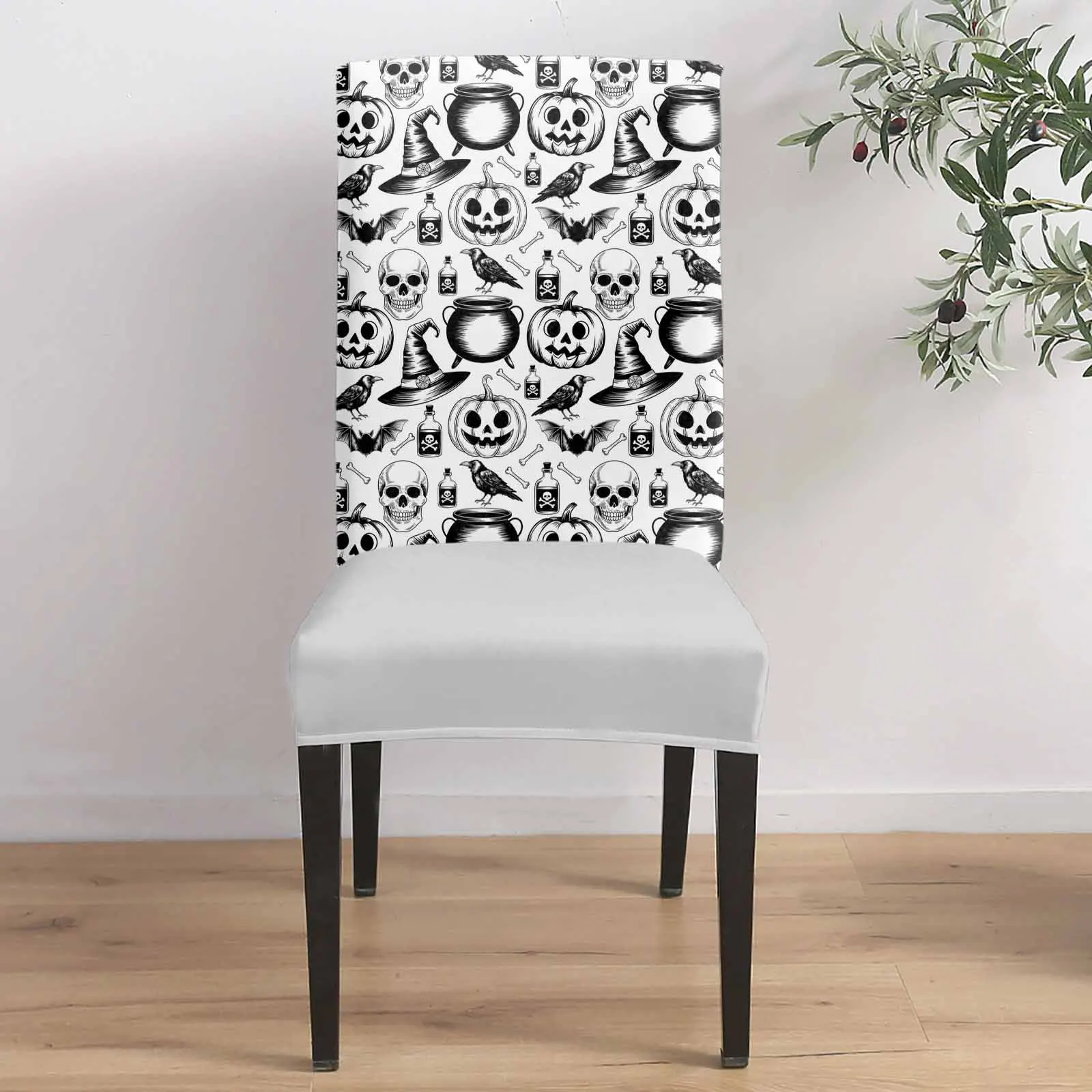 

Halloween Skull Potion Bone Crow 4/6/8PCS Spandex Elastic Chair Case For Wedding Hotel Banquet Dining Room