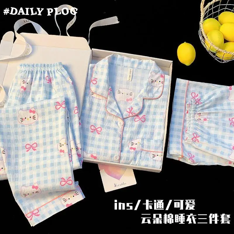 

Комплект из 3 предметов: женская летняя пижама с принтом, шорты и футболка с коротким рукавом, домашний комплект с мультяшным принтом, мягкая одежда для дома