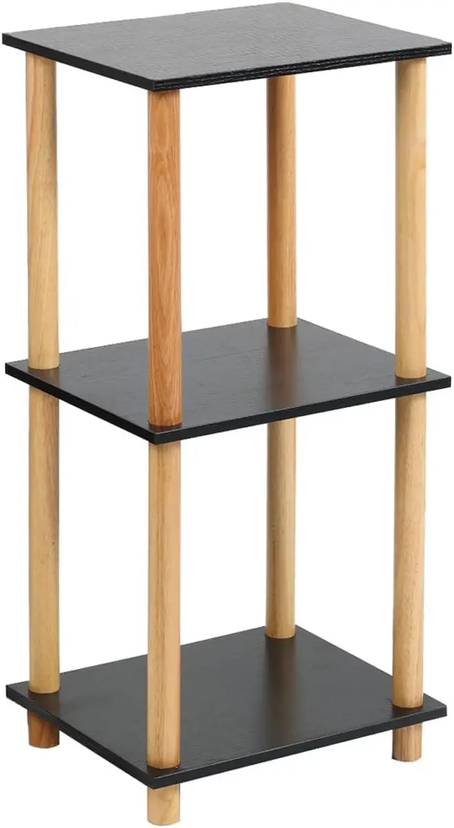 

Трехуровневая черная книжная полка, деревянный книжный шкаф с открытыми полками, для небольших помещений, гостиной, спальни, офиса, сборка без инструментов