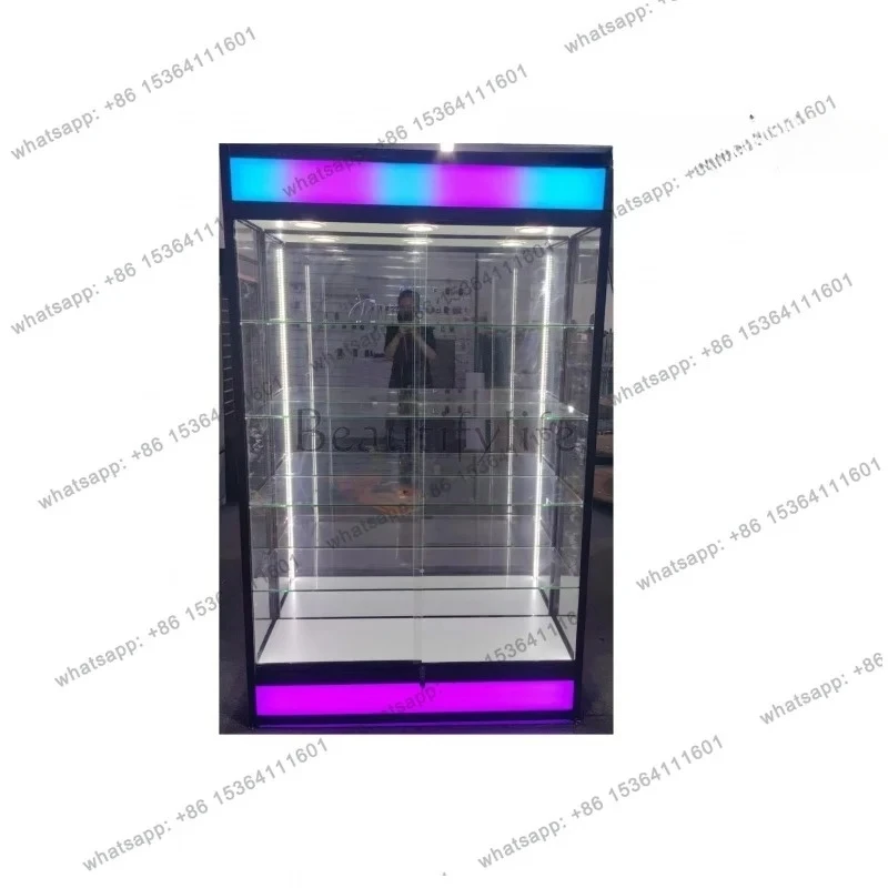 Custom. Smoke Shop Display Cheap Price Glass Wall Store Display Cabinet Showcases Back Mirror