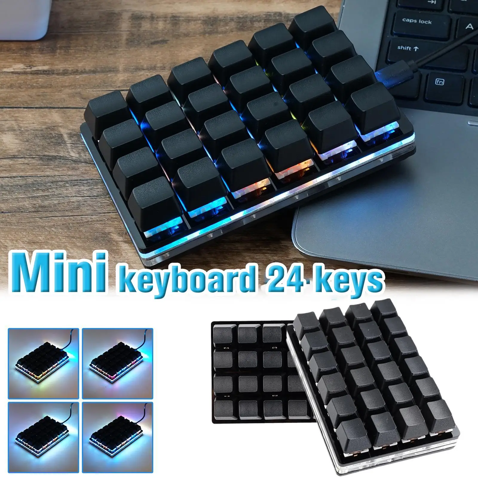 Mini schwarze 24-Tasten-Mechanische Tastatur 9 Tasten 16-Tasten-Gaming-Tastatur Sayo-Geräteverknüpfung Programmierbare Tastaturtasten Benutzerdefinierte Tastatur