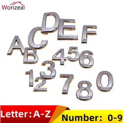 70mm 0123456789ABCDEF Wonzeal Modern Silver Plaque Number House Hotel Door Address Digits Sticker Plate Sign ABS Plastic
