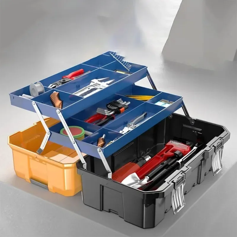 Professional Folding Tool Box Mala, Oficina de Plástico, Multifunções, Espessado, Ao ar livre, Room Storage Toolbox, Ferramentas de Hardware