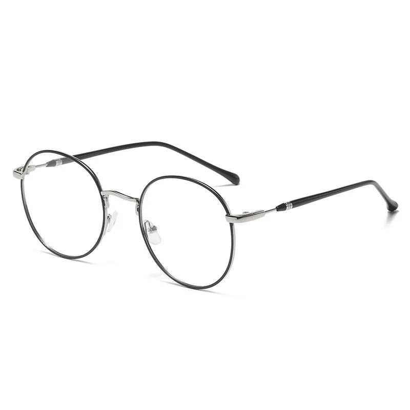 New Round Photochromic Glasses Metal Eyeglass Frame for Men and Women Universal Anti Blue Light Flat Clear Glasses