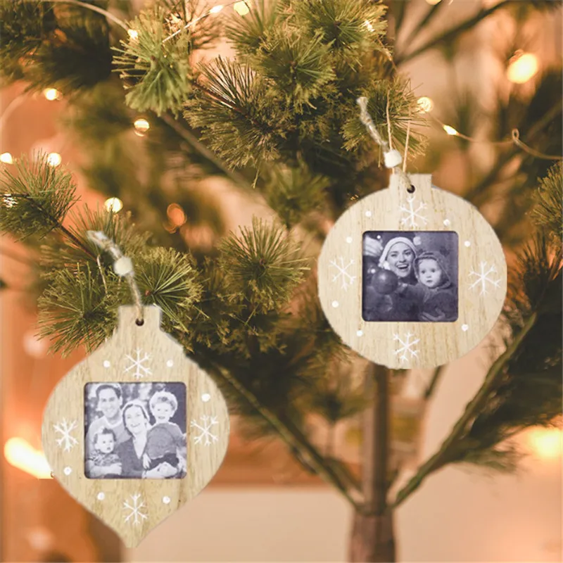 1pcs Wooden Christmas Tree Pendants Xmas DIY Photo Frame Ornaments Christmas Ornaments Christmas Decorations for Home Navidad