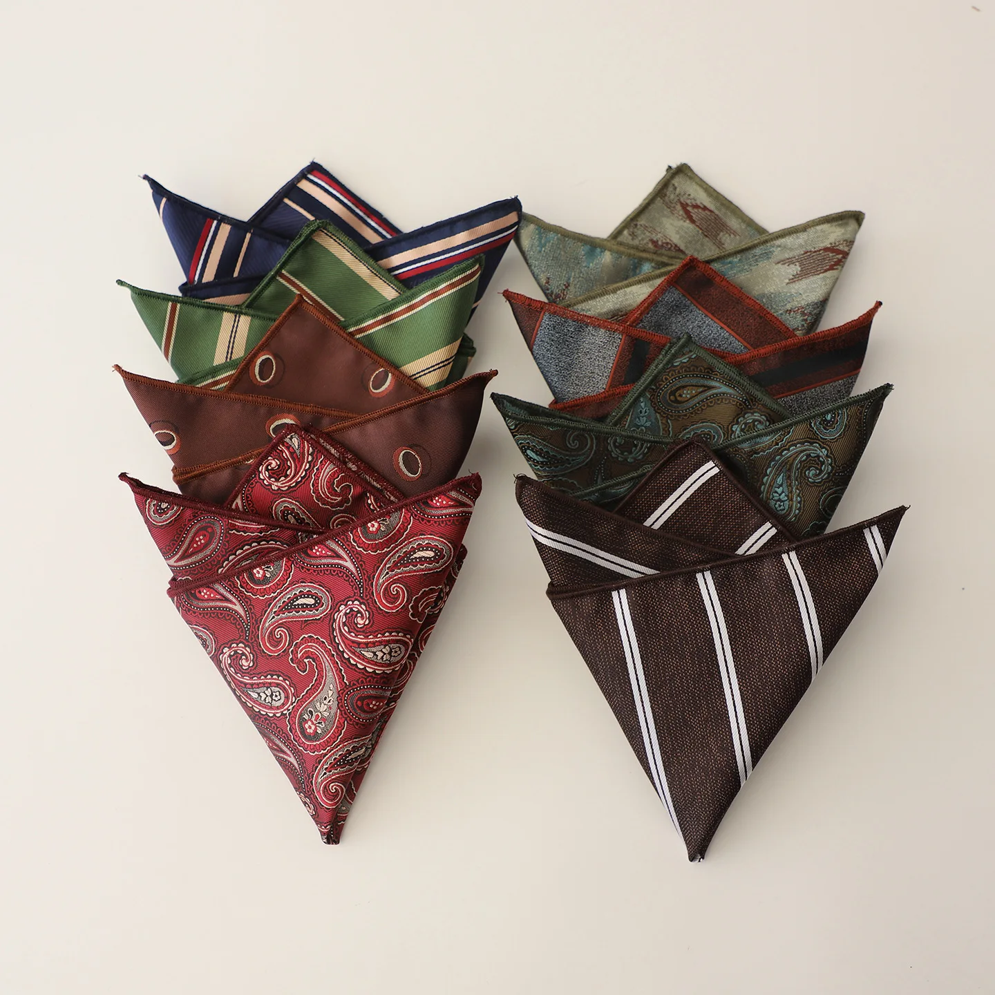 23cm Polka Dot Striped Pocket Square Mens Polyester Soft Handkerchief Business Formal Scarf Towel Wedding Hosting Banquet Chest