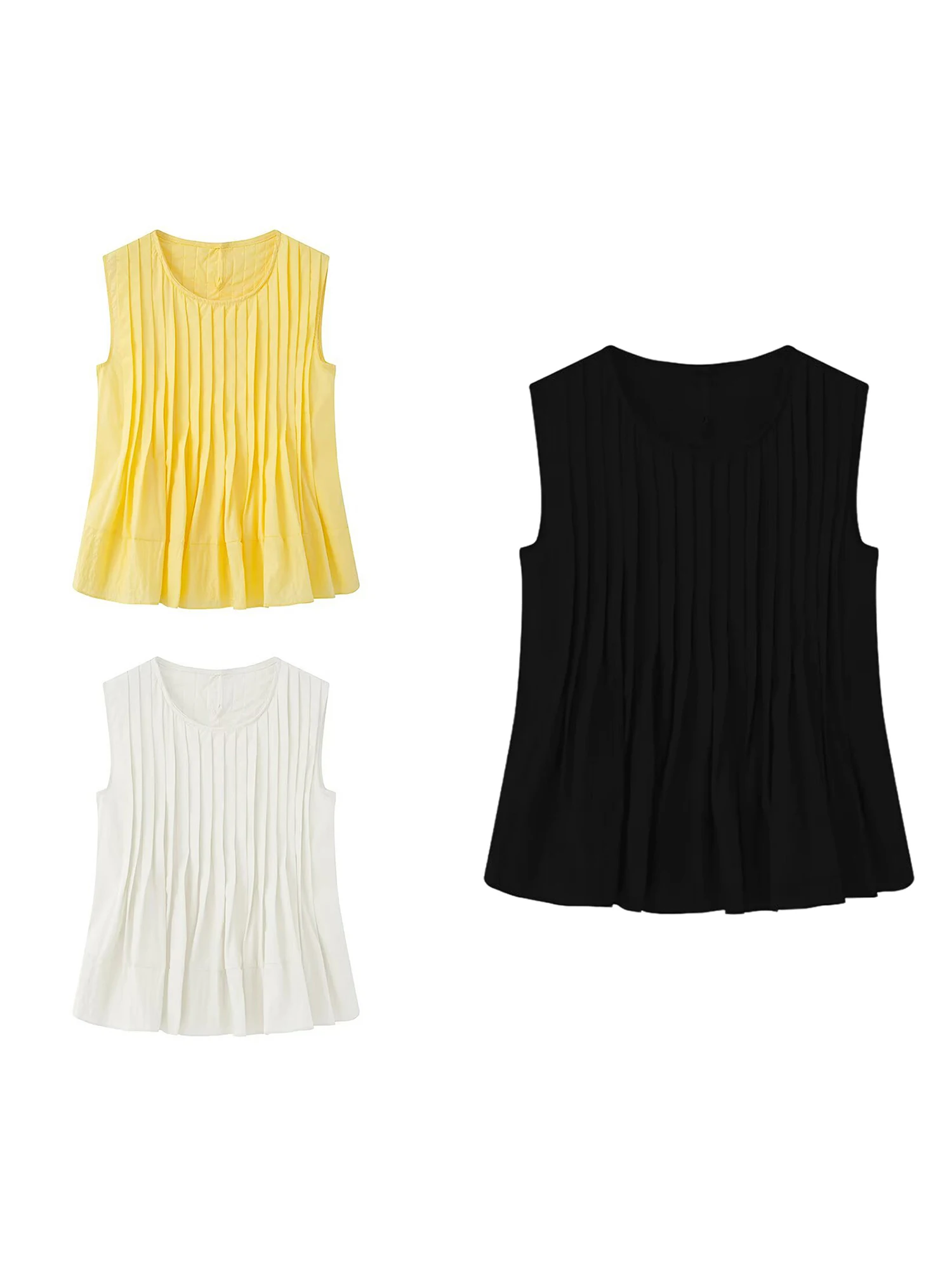 Damskie ciążowe topy bez rękawów, gładkie, plisowane z przodu, podstawowe letnie koszulki, codzienne ubrania ciążowe.