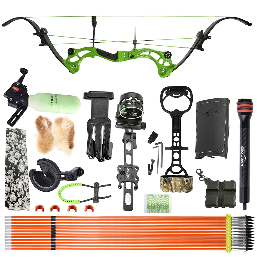 JUNXING F164 40-55lbs Compound Bow Straight Bending Limbs Aluminum Alloy Handle for Archery Target Hunting Shooting Practice