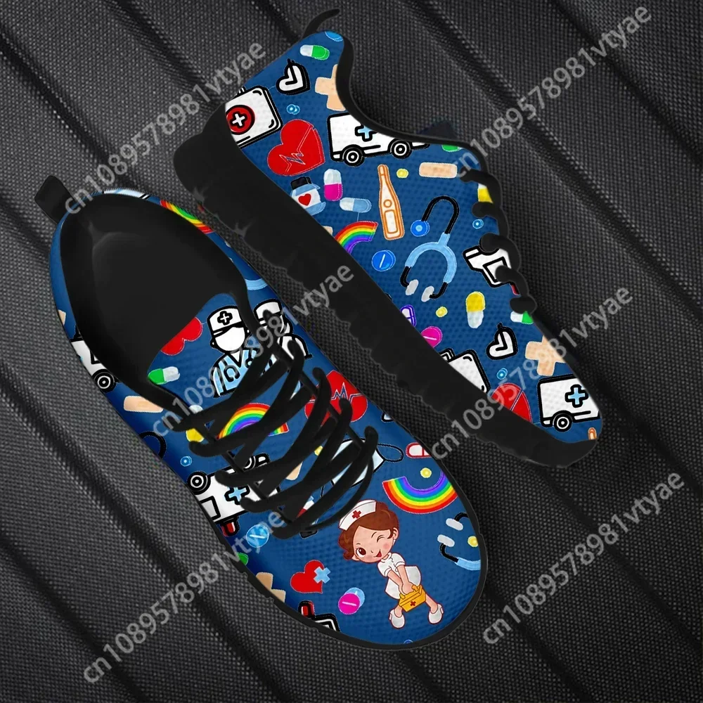 Custom Made Classic Nurse Shoes Kawaii Nurse Girls Pattern Flat Shoes for Women Medical Print Easy Clean Casual Sneakers 2023