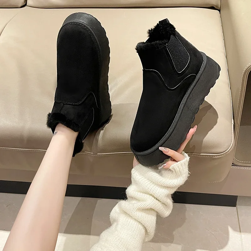 New Winter Women Snow Boots Plush Warm Non Slip Waterproof Ladies Flats Sneakers Casual Slip on Female Ankle Boots Botas Mujer