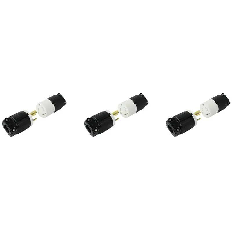 

ABVT-3X Power Plug KIT 30 Amp 250 Volt Male Female Twist Lock 3 Wire Plug Nema L6-30P LK7332+LK6332 Generator Head US Plug