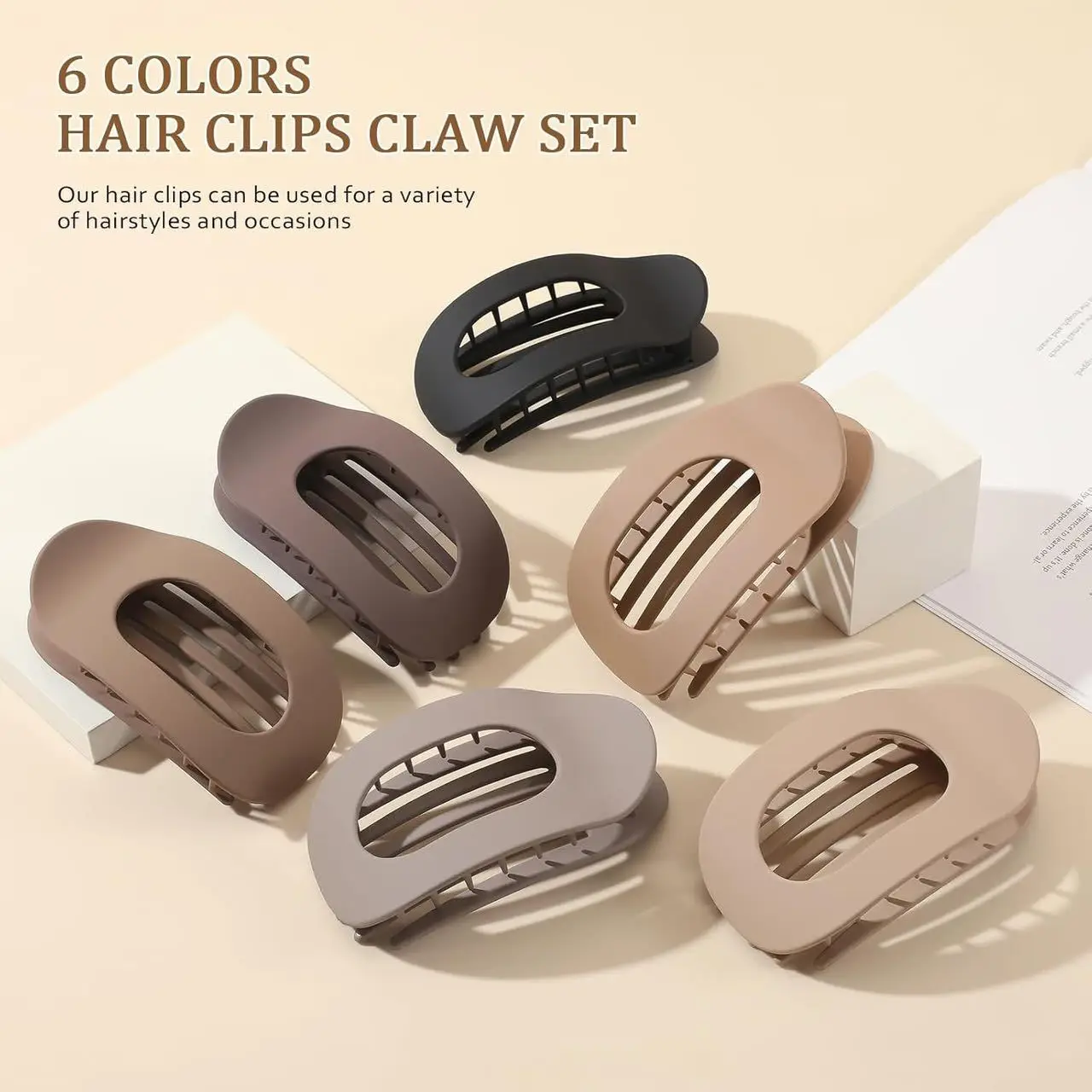 

Minimalist Duckbill Hair Claw Large Brown Round Shape Clip Secure Hold for Back of Head Styling French Elegant Hairpin