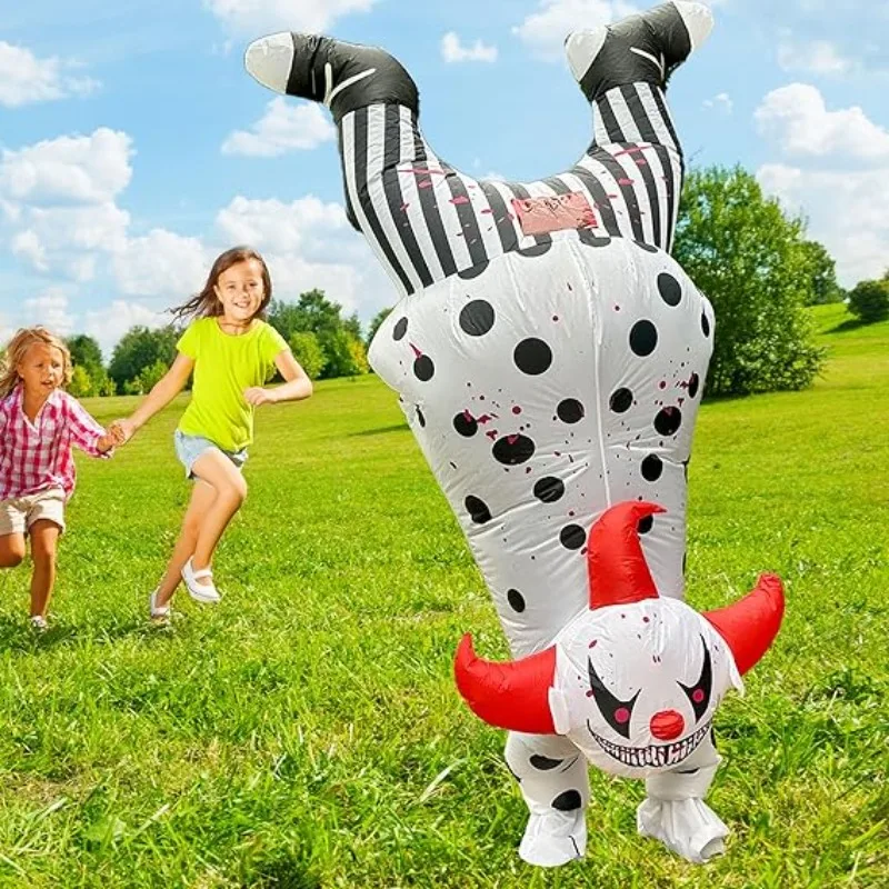 زي قابل للنفخ للبالغين المهرج الدموي بدلة قابلة للنفخ للهالوين وعيد الميلاد كرنفال موضوع حفلة الوقوف على اليدين مهرج بدلة كاملة للجسم #5