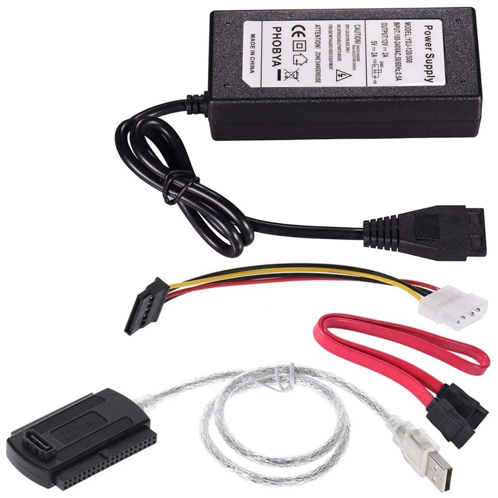 AED6-SATA PATA IDE Drive To USB 2.0 Adapter Converter Cable For Hard Drive Disk HDD 2.5 Inch 3.5 Inch With External EU Plug