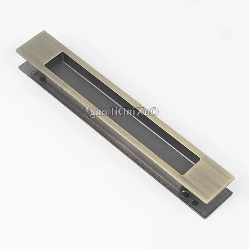 HOT 1Pair ZInc Alloy Plus Length Recessed Invisible Sliding Door Handles Wood Barn Kitchen Flush Door Handles for 39~55mm Doors