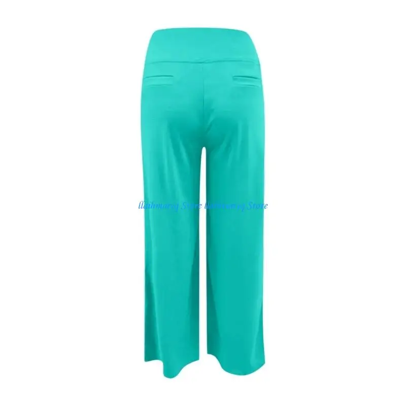 

573B Women's Wide Leg Yoga Pants High Waist Comfortable Elastic For Work Pockets